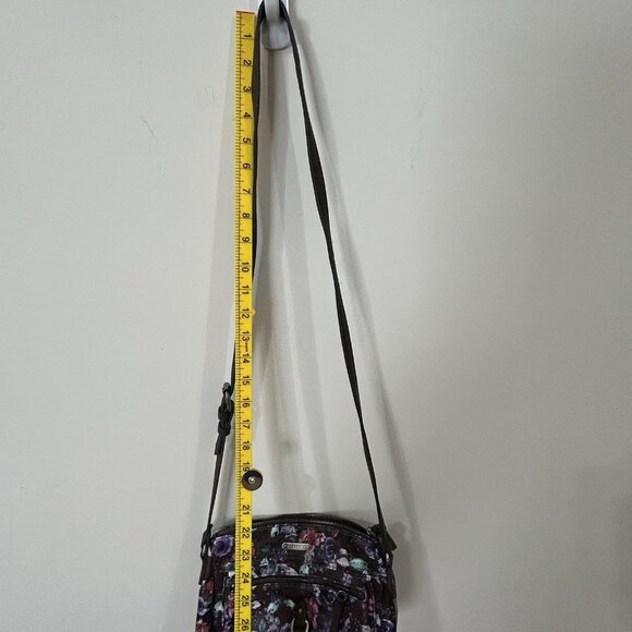 ROSETTI Crossbody Purse Brown Floral Vinyl Adjustable Strap Pockets 9.5"x7.5" - Picture 9 of 12